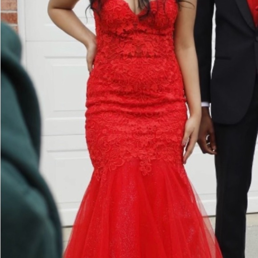 Elegant Red Lace Gown